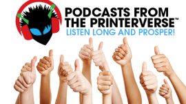 a image of thumbs up for a podcast series about print and marketing