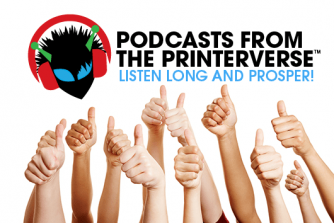 a image of thumbs up for a podcast series about print and marketing